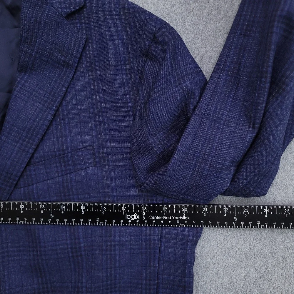 Jos A Bank Reserve Blazer Mens 42R Blue Plaid Lanificio Di Pray 130s Wool Jacket